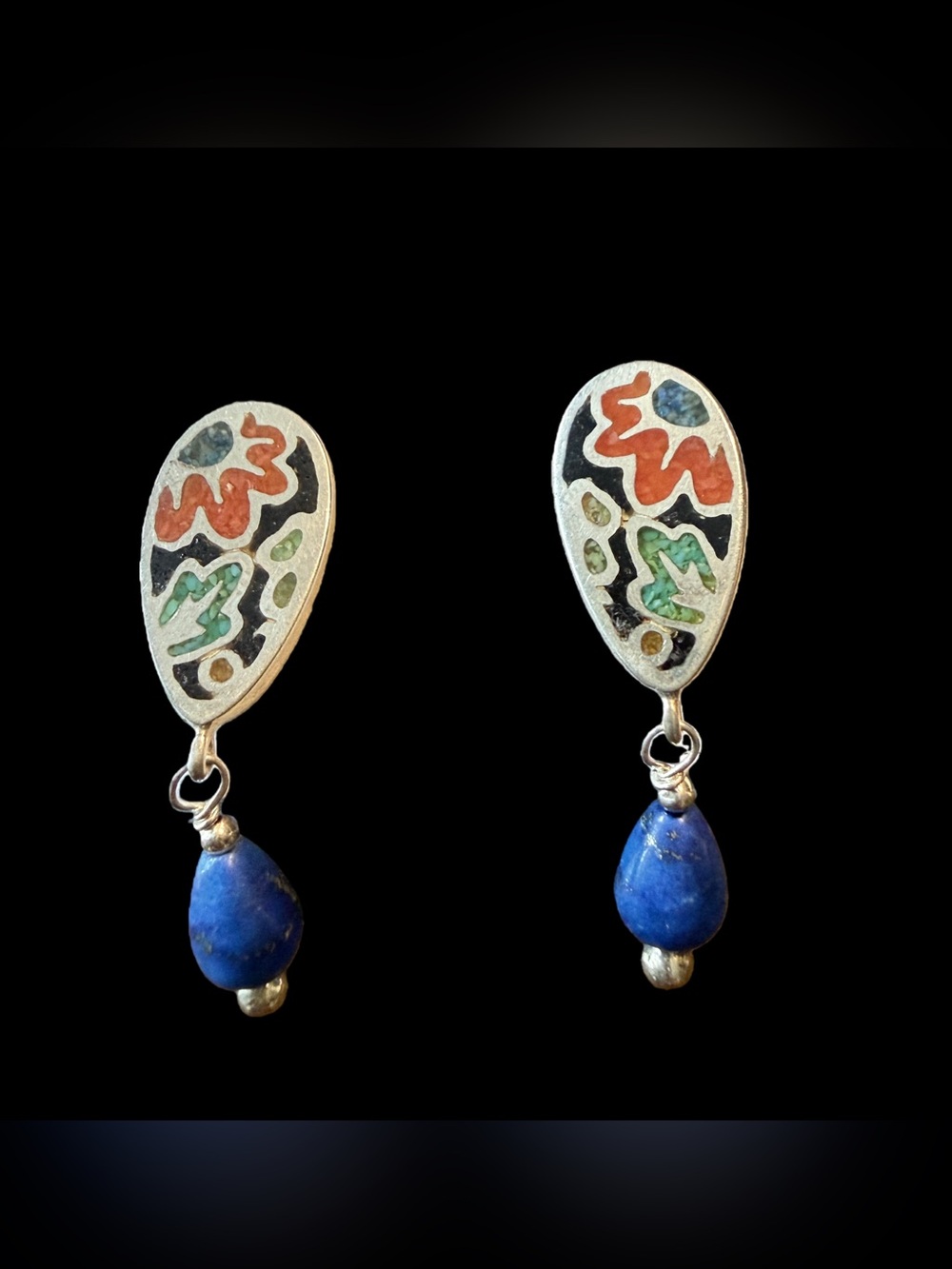 Vintage Carolyn Pollack Relios Sterling Silver 925 Lapis Lazuli Drop Earrings